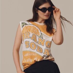 Anthropologie The Vinnie Cotton-Slub Muscle Tee in Orange Soda size Small NWT